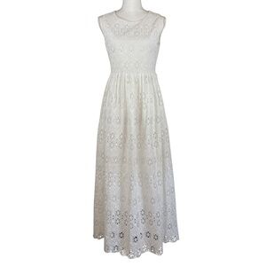 Vineyard Vines Women’s White Eyelet Lace  Sleeveless Maxi Dress Size 6